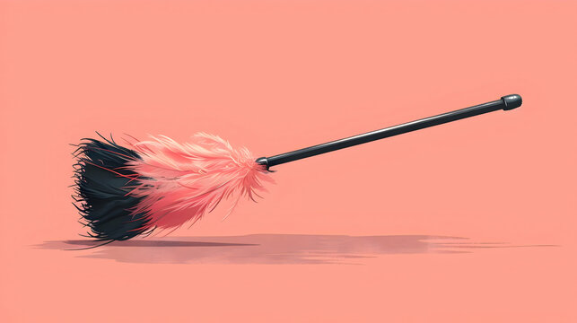 pink and black feather duster on pink background clip art preview
