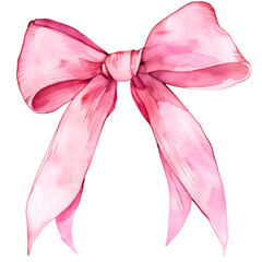 Soft Pink Watercolor Bow Isolated, Soft pink watercolor bow illustration, perfect for a gentle and feminine touch on a white background.
