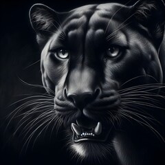 Black Panther with a Piercing Gaze
