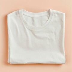 t-shirt mockup, folded white tshirt, square fold, ivory color background