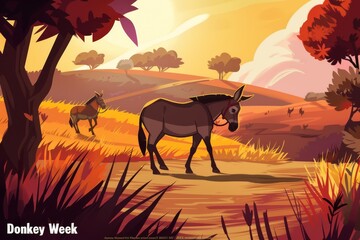 Fototapeta na wymiar illustration with text to commemorate Donkey Week