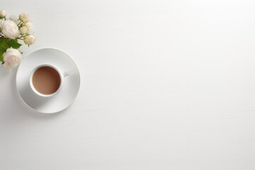 Obraz na płótnie Canvas White cleaned table saucer coffee flower