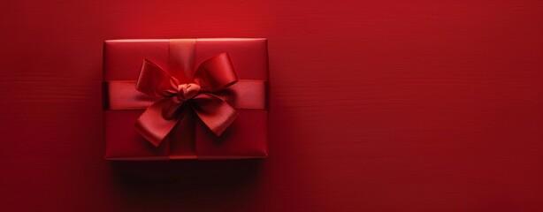 Mother's Day Surprise: Red Gift Box with Bow on Matching Background