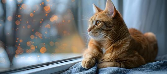 A minimalist portrait of a cat sitting quietly by a window