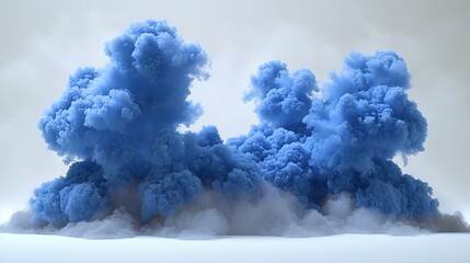   A cluster of blue smoke rising from a cloud of it against a gray backdrop
