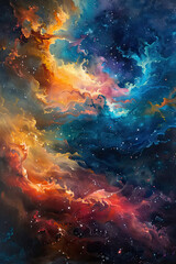 Obraz na płótnie Canvas Galactic Overture An Oil Painting of Cosmic Splendor
