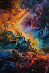 Galactic Overture An Oil Painting of Cosmic Splendor