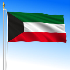 Kuwait official national waving flag, middle east, vector illustration