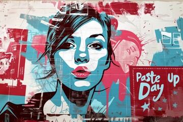 Obraz premium illustration with text to commemorate Paste Up Day