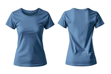 Blue women's t-shirt front back realistic 3D template