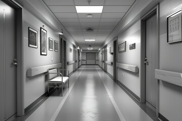Obraz premium Hospital ward corridors, in front of the room