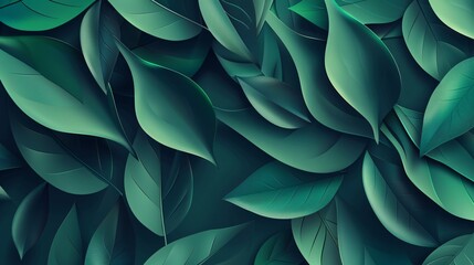 Abstract leaves create a unique wallpaper, a design that showcases natural colors. Green artwork, a depiction of leaf patterns.