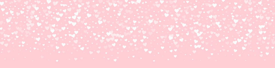 White hearts scattered on pink background.