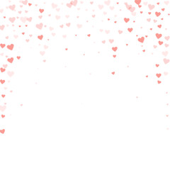 Red hearts scattered on white background.