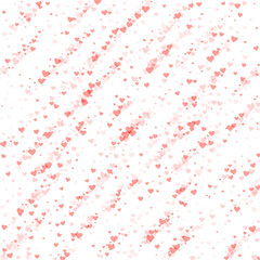Red hearts scattered on white background.