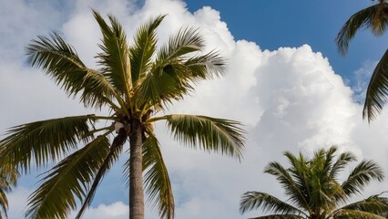 Fototapeta na wymiar Exotic Bounty: Mature Coconuts on Tropical Palm