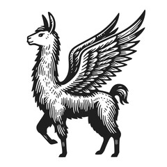 Naklejka premium llama with wings sketch
