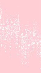 White hearts scattered on pink background.