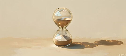 A minimalist sketch of a simple hourglass with sand almost depleted