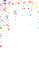 Rainbow colored scattered hearts. LGBT valentine