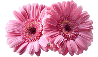  Beautiful pink gerbera daisies isolated on a white background.