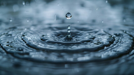 A minimalist sketch of a single raindrop suspended in mid-air