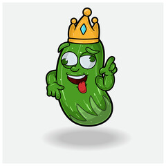 Cucumber Fruit Crown Mascot Character Cartoon With Crazy expression.