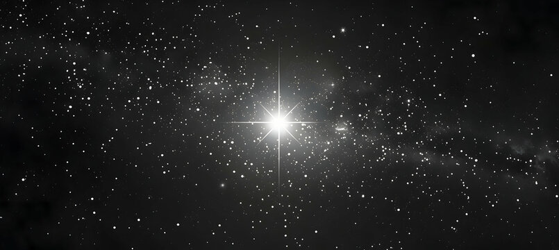 A minimalist sketch of a single star shining brightly in the night sky