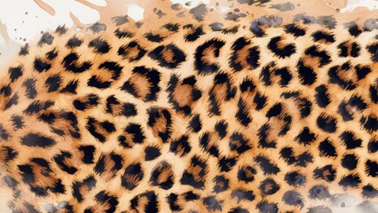 A leopard print rendered in soft, fluid watercolor strokes