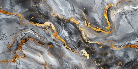 Fototapeta premium Luxurious Marble Texture with Golden Veins for Elegant Design Backgrounds. Detailed marble stone background. Graphite grain gold and silver. Fine texture geological wallpaper.
