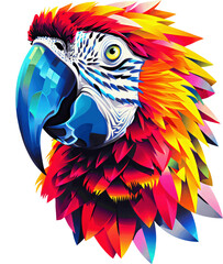 Colorful macaw parrot head on black background. 