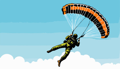 Parachutist Enjoying Aerial Adventure in the Sky