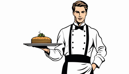 Professional Waiter Serving in Restaurant