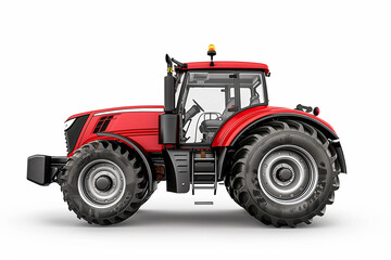 Red Tractor on White Background