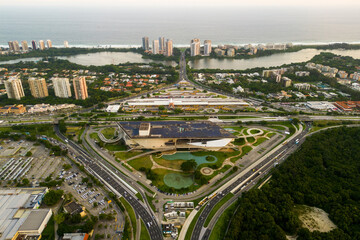 Aerial View of Barra da Tijuca District With Alvorada Bus Terminal, Cidade das Artes Cultural...