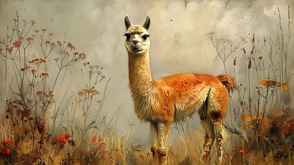 Obraz premium Watercolor llama design for greeting cards stickers nursery art and more. Concept Nursery Decor, Greeting Cards, Sticker Design, Watercolor Illustration, Llama Art