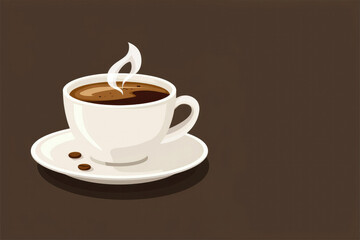A illustration of a cup of hot coffee or caffeine drink flat
