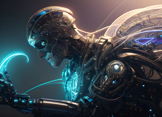 Woman robot, biorobotic cyberpunk, Cybernetic utopia, Futuristic superman,generative ai