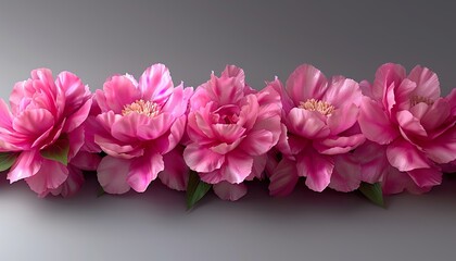 row of pink peonies flower 