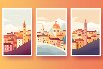 Illustration of a Siena city landscape with buildings. Illustration for your design. Travel concept - obrazy, fototapety, plakaty