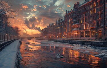 Fototapeta premium sunset in the city