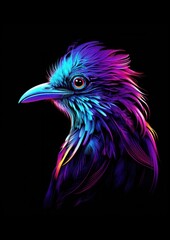 Obraz premium Neon bird animal purple beak.