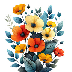 background with flower painting isolated on transparent background