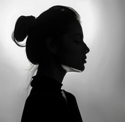 Elegant Silhouette of a Young Woman Against Illuminated Backdrop