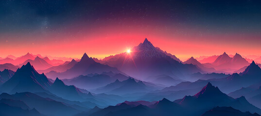 A simple geometric representation of a single star shining above a mountain peak