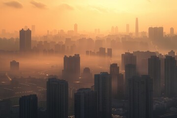 Fototapeta premium City skylines, once shrouded in smog, stand clear and majestic, revealing the beauty of architecture bathed in clean, unfiltered sunlight