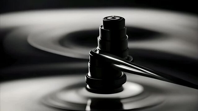 a close up record player moves animation