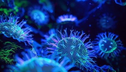 Obraz premium In a world lit by neon, scientists found a microbe that glowed like a forgotten star in the cosmos