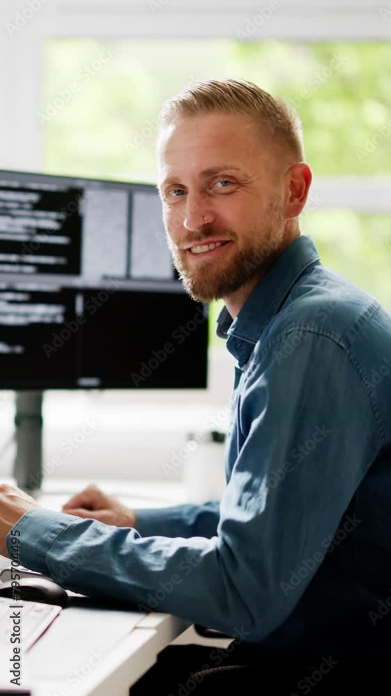 Poster Web Developer Coding On Computer