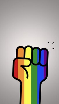 Mano de Orgullo LGBT+ D&iacute;a Internacional contra la Homofobia, la Transfobia y la Bifobia. En pantalla vertical versi&oacute;n 2
